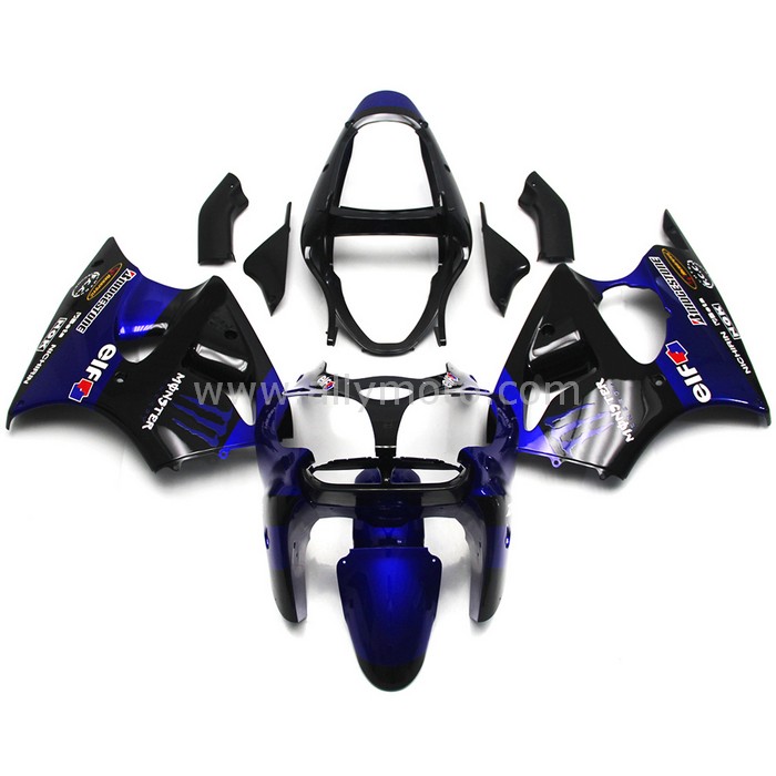 0171 Fairing Kawasaki Ninja ZX6R ZX-6R 00 01 02 2000-2002 Cowling Elf Black Blue 0171 Fairing Kawasaki Ninja ZX6R ZX-6R 00 01 02 2000-2002 Cowling Elf Black Blue